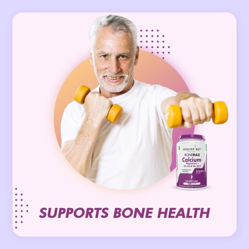 HealthyHey Nutrition Calcium with Magnesium, Vitamin D3 &Vitamin K2- Mk7 - BoneMax - Bone Health Complex -120 Vegetable Capsules - Image 6