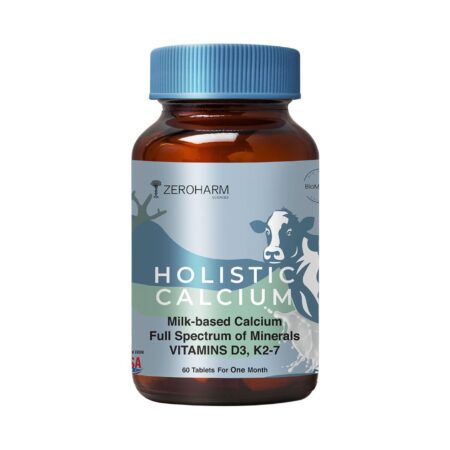 ZEROHARM Holistic Calcium Tablets – High Absorbption Milk-Based Calcium Supplement with Vitamin D3, K2-7, Magnesium, Phosphorous – Supports Bone Strength & Joint Health For Men & Women – 60 Tablets