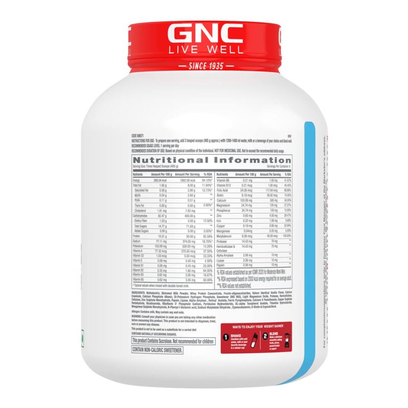 GNC Pro Performance Weight Gainer|3 Kg|Healthy Body Gains|Reduces Muscle Breakdown|Increases Energy & Endurance|73g Protein|440g Carbs|2200 Cal|Double Chocolate, powder, 1 count, 6 Servings - Image 2