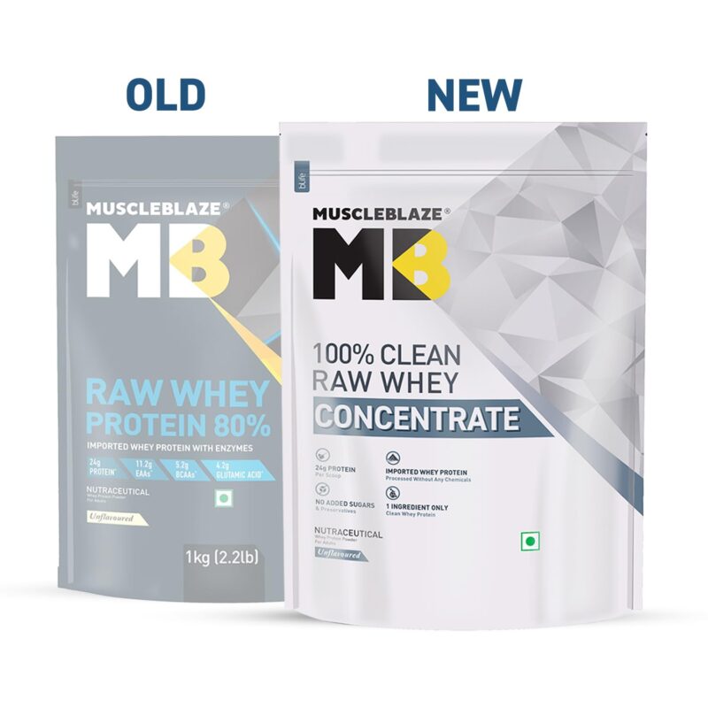 MuscleBlaze 100% Clean Raw Whey Protein Concentrate (Unflavoured, 1kg) | Easy to Digest - Image 9