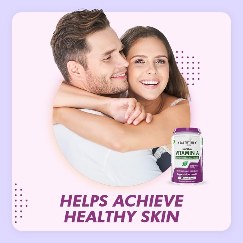 HealthyHey Nutrition Natural Vitamin A from Beta Carotene | Non-Synthetic | Non-GMO | -120 Veg Capsules - Image 5