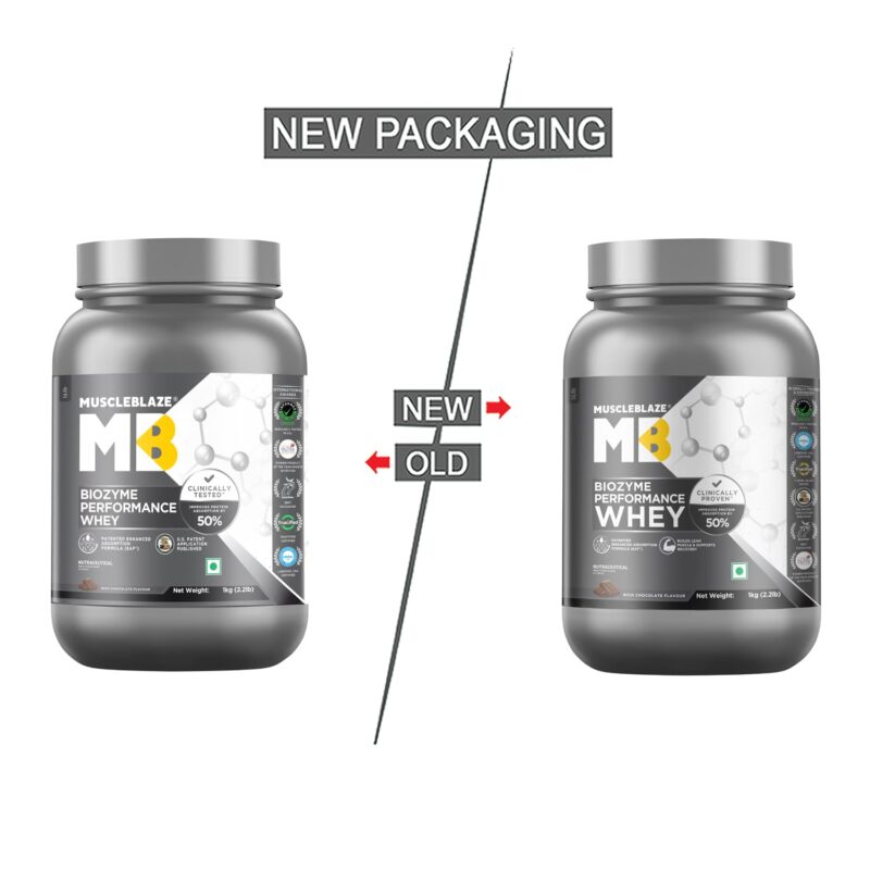 MuscleBlaze Biozyme Performance Whey Protein Powder, Rich Chocolate (1kg / 2.2lbs) | 25g Protein Per Scoop | Clinically Tested 50% Higher Protein Absorption - Image 9