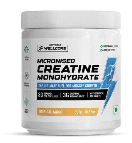 Wellcore - Pure Micronised Creatine Monohydrate Powder | Tropical Tango (307g, 83 Servings) | Rapid Absorption | Enhanced Muscle Strength & Power | Fast Recovery | Increased Muscle Mass