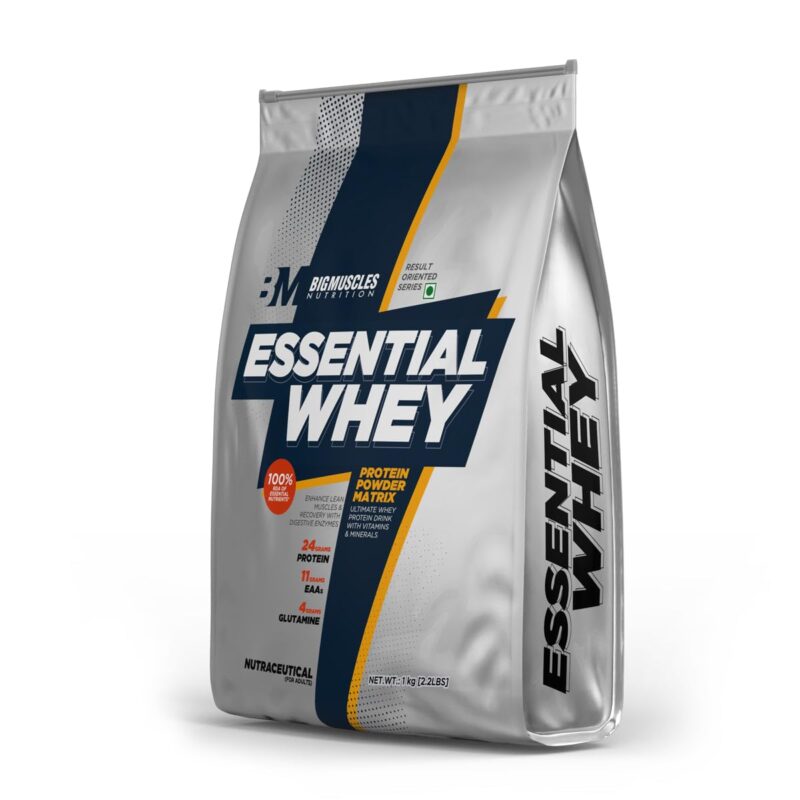 Bigmuscles Nutrition Essential Whey Protein [1Kg,Double Rich Chocolate] |24g Protein per serving with Digestive Enzymes, Vitamin & Minerals, No Added Sugar | Improved Strength,Muscle Building - Image 8