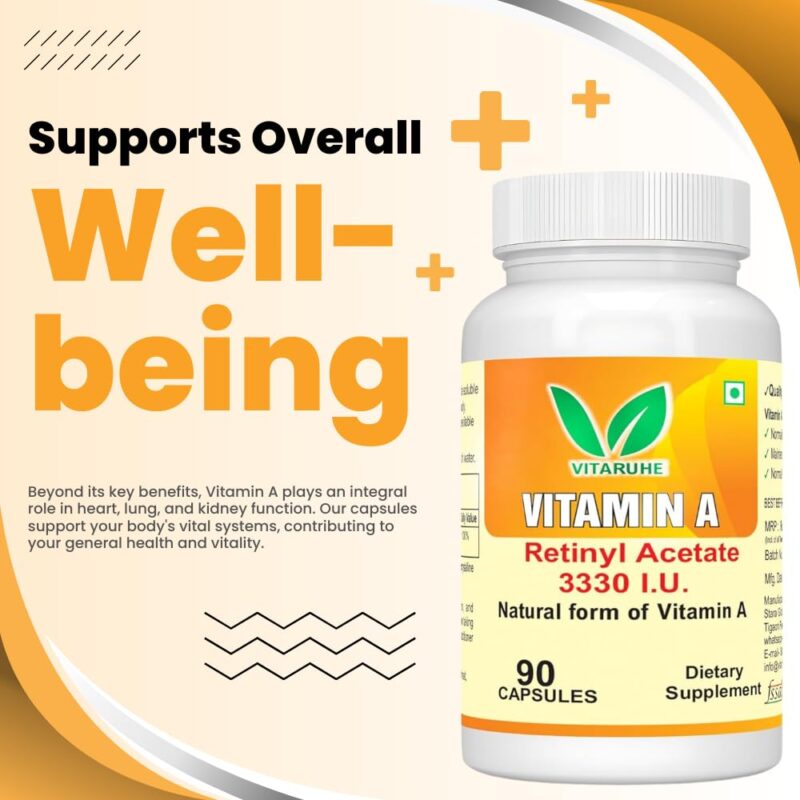 VitaRuhe Vitamin A 3330 IU - High Potency Retinyl Acetate, Natural & Non-GMO, 90 Capsules - Image 2