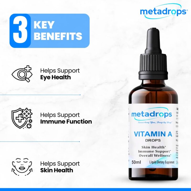 MetaDrops Vitamin A Liquid Supplement - Retinyl Palmitate, 100 Sublingual Servings for Enhanced Absorption, 50 mililitre - Image 5