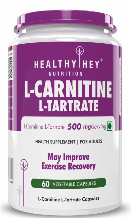 HealthyHey L-Carnitine & L-Tartrate (LCLT)-Support Transport of Fats to Muscles - 60 Vegetable Capsules (Pack of 1)
