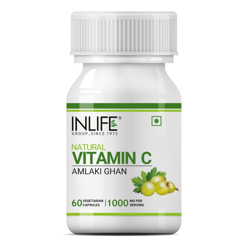 INLIFE Natural Vitamin C Amla Extract Supplement | Immunity, Overall Wellness for Men and Women - 60 Vegetarian Capsules (Pack of 1, 60)