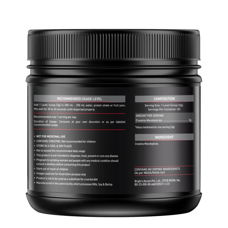 MuscleBlaze Micronized Creatine Monohydrate Powder, Unflavoured (83 Servings, 250g) with Shaker | Pack of 2 | Trustified Certified Creatine - Image 3
