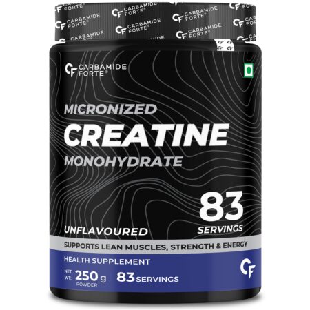 Carbamide Forte Monohydrate Creatine Powder | Micronized Creatine Monohydrate 250gm | Creatine Mono Hydrate | Creatine Supplement for Lean Muscle Volumization, Strength & Energy - Unflavoured - 83 Servings - 250g