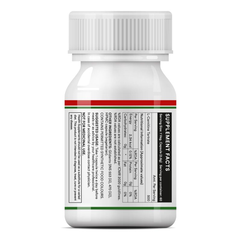 INLIFE L-Carnitine L-Tartrate Capsules 1000mg | Supports Muscle Health & Excercise Recovery | Supplement for Men Women - 60 Vegetarian Capsules (Pack of 1, 60) - Image 4