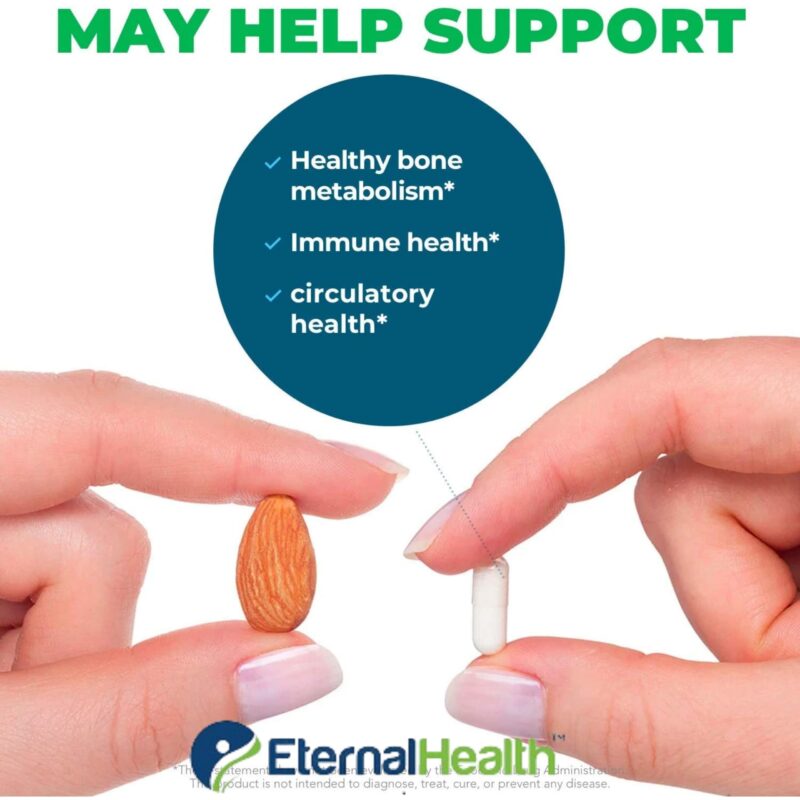 EternalHealth Vitamin D3 with K2 as MK-7 - Vitamin D & K Complex - Vitamin D3 & K2 as MK-7 - (120 Vegetable Capsules) - Image 5