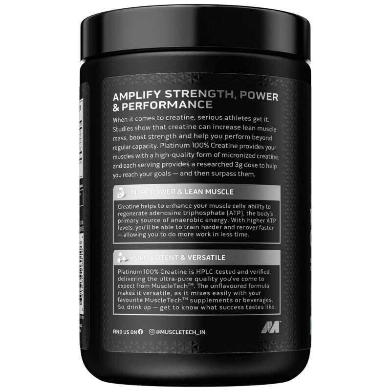 MuscleTech Platinum 100% Creatine Powder (Unflavoured - 250 Gram,83 Serves),Scientifically Researched to Build Muscle - Increase Muscle Power,Boost Strength & Enhance Performance,1 count,83 servings - Image 2