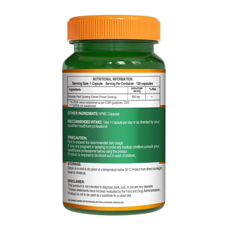 Pure Nutrition Korean Ginseng 800mg – 120 Veg Capsules | Boosts Energy & Focus | Supports Cognitive Function, Vitality, Strength & Immunity - Image 3