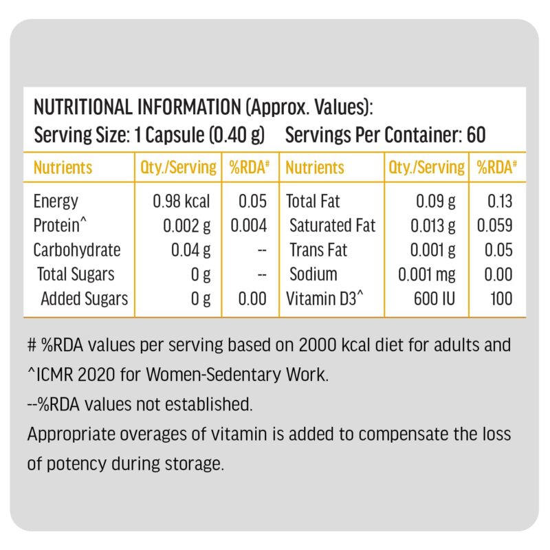 HealthKart hk vitals Vitamin D3 (600 IU) (60 Capsules) | With Sunflower Oil, Promotes Calcium Absorption | Bone Health, Muscle Strength & Immunity - Image 6