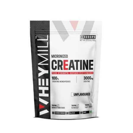 WHEYMILL Micronised Creatine Monohydrate | Lab Tested | Rapid Absorption | Fast Recovery | 100Gm, 33 Servings | Unflavoured