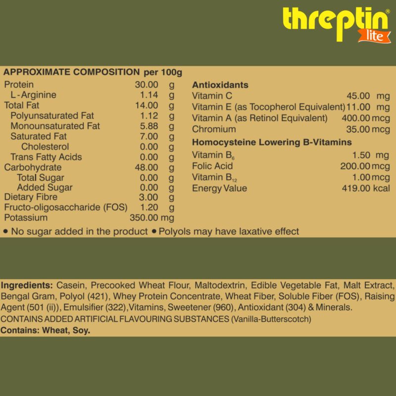 Threptin LITE- Sugarfree Protein Diskettes - 275g, Casein Protein Diskette with Fibers, Antioxidant, Vitamins and Minerals| For Kids, Men and Women|Delicious Vanilla Flavor|100% Veg - Image 4