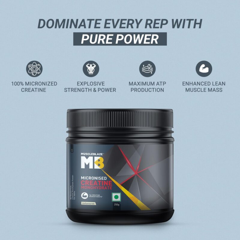 MuscleBlaze Micronized Creatine Monohydrate Powder, Unflavoured (83 Servings, 250g) with Shaker | Pack of 2 | Trustified Certified Creatine - Image 9