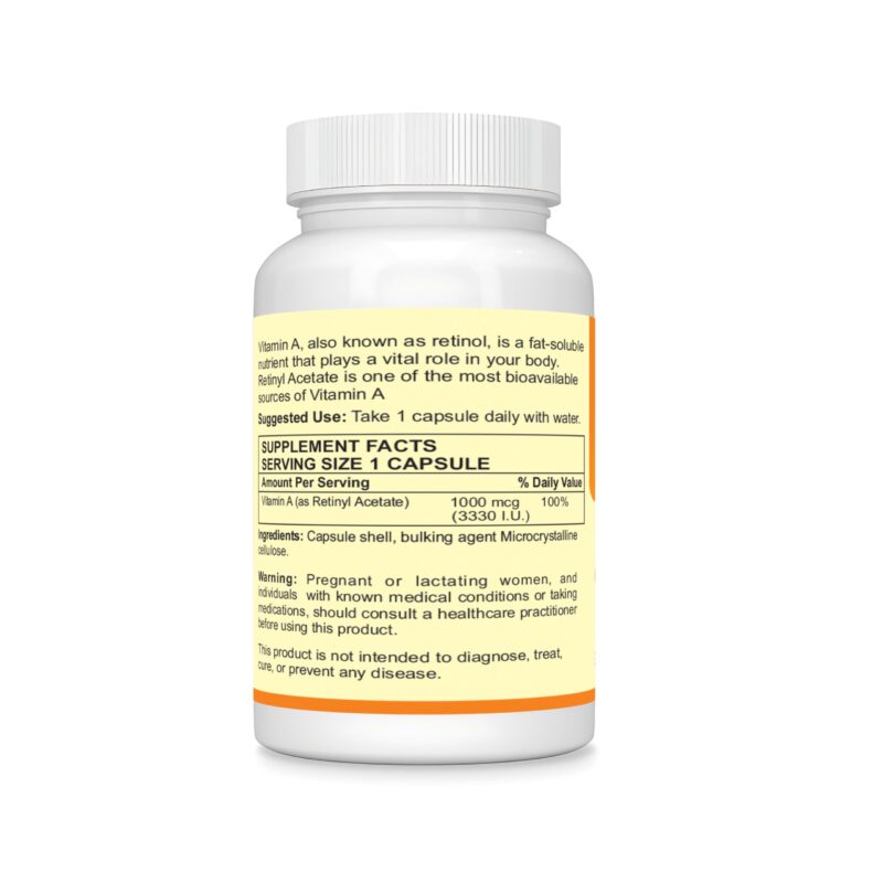 VitaRuhe Vitamin A 3330 IU - High Potency Retinyl Acetate, Natural & Non-GMO, 90 Capsules - Image 4