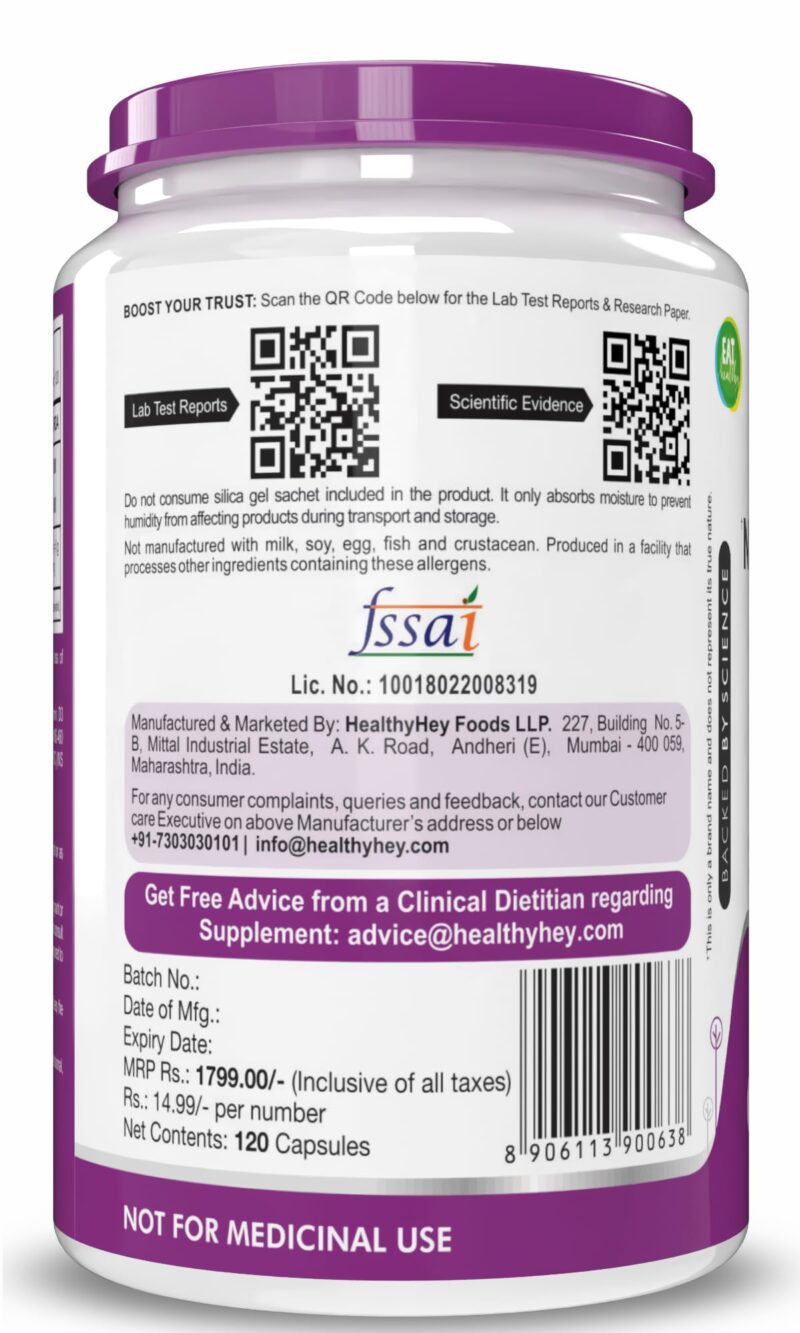 HealthyHey Nutrition Natural Vitamin K2 + Natural D3 - Non-GMO | Non-Synthetic 120 Veg. Capsules - Image 2