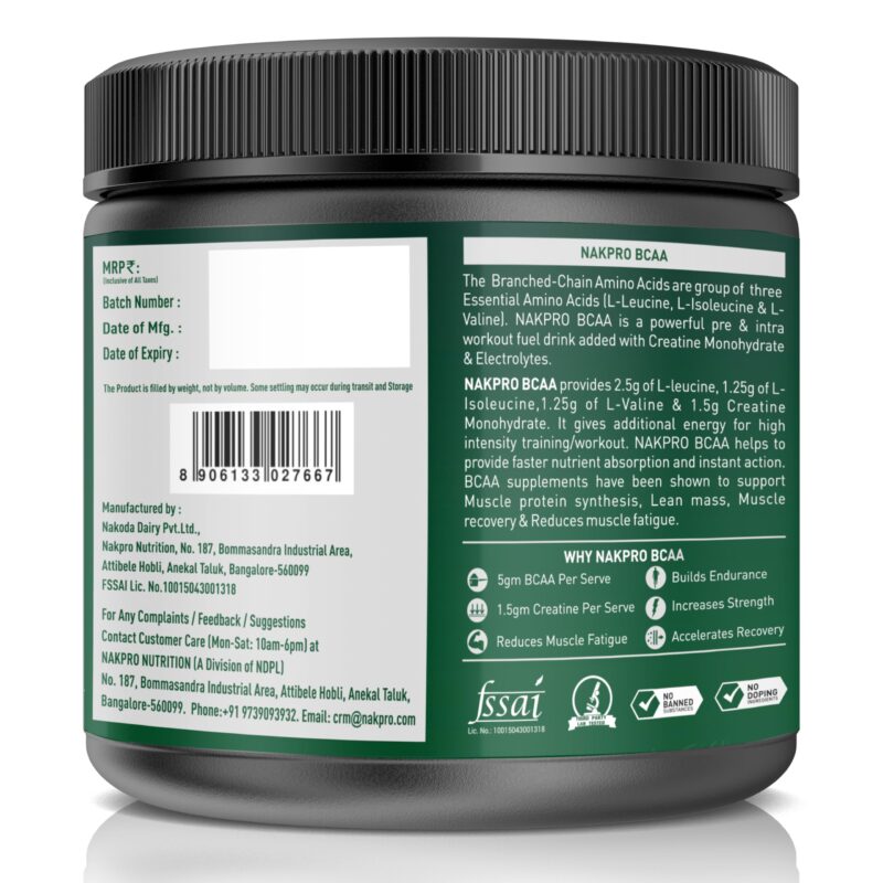 NAKPRO BCAA-Instantized 2:1:1,BCAA - Jar (31 Servings, 250g- (250 g, Fruit Punch) - Image 7