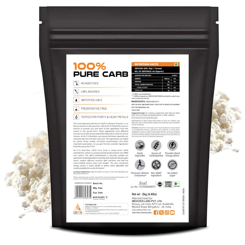 AS-IT-IS Nutrition 100% Pure Carb | Carbohydrates for Weight Gain-2kg | Unflavoured | Lab Tested - Image 7