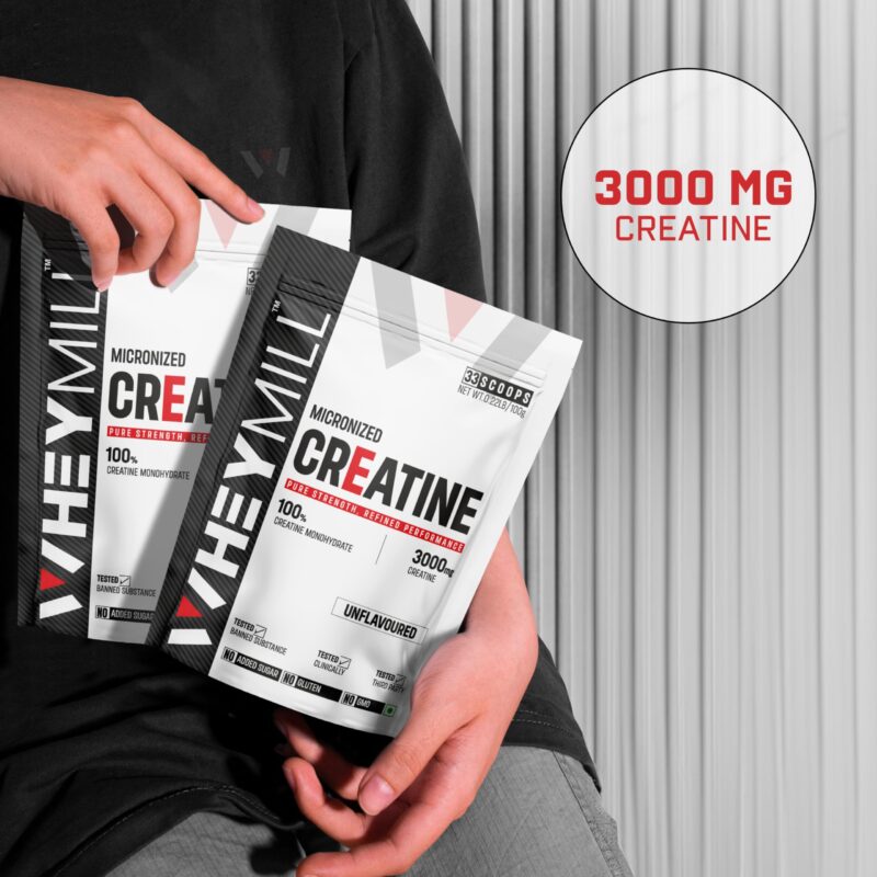 WHEYMILL Micronised Creatine Monohydrate | Lab Tested | Rapid Absorption | Fast Recovery | 100Gm, 33 Servings | Unflavoured - Image 6