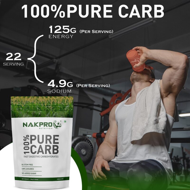 NAKPRO 100% PURE CARB | High Calorie Carbohydrate for Weight Gain & Mass Gain | Easy Mixing, Fast Digesting Supplement Powder (1.5 Kg, Unflavoured) - Image 4