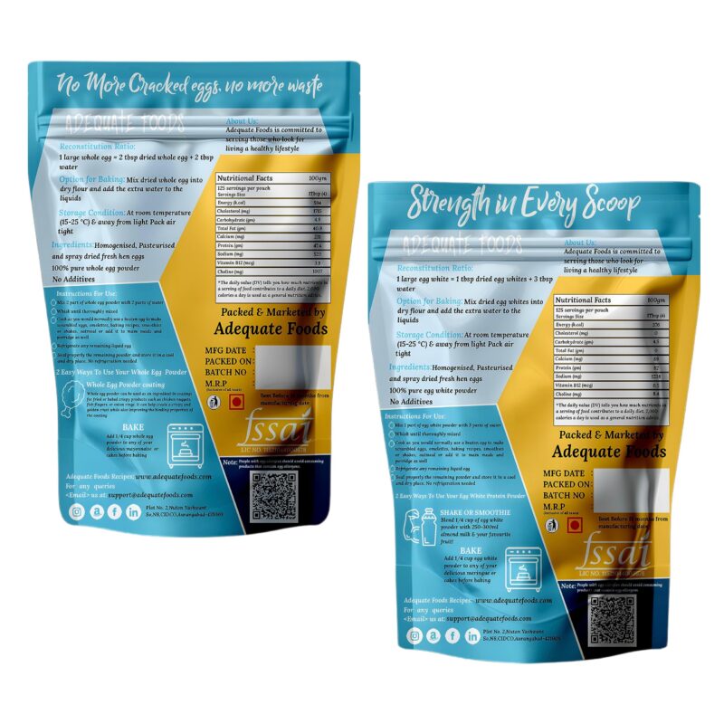 Adequate Foods Whole Egg Powder + Egg White Powder (500 gm + 500 gm) Pack of 2 No Additives, Just One Ingredient Homogenized, Pasteurized, Gluten-Free | 2 min breakfast | - Image 8