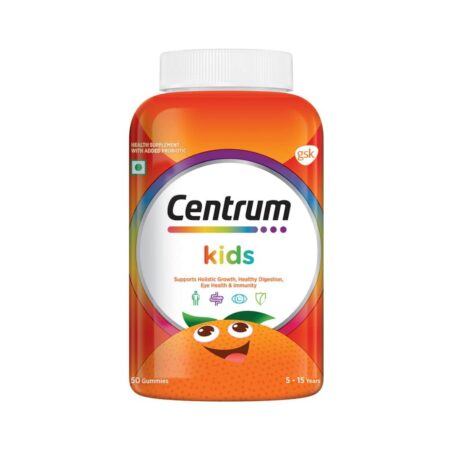 Centrum Kids, World's No.1 Multivitamin with Probiotics, Vitamin C & 11 other nutrients for Immunity, Healthy Digestion & Eye Health (Veg) - 50 Gummies