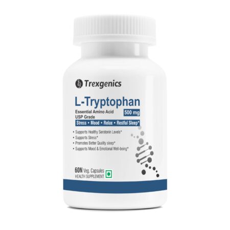 Trexgenics L-TRYPTOPHAN 500mg Essential amino acid, Stress, Mood, Relax, Restful Sleep Support (60 Vcaps) (1)