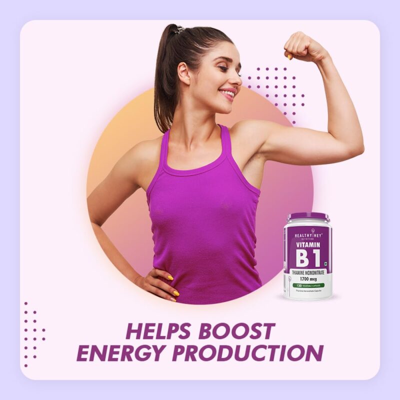 HealthyHey Nutrition Vitamin B1 Thiamine -120 Veg Capsules - Image 8