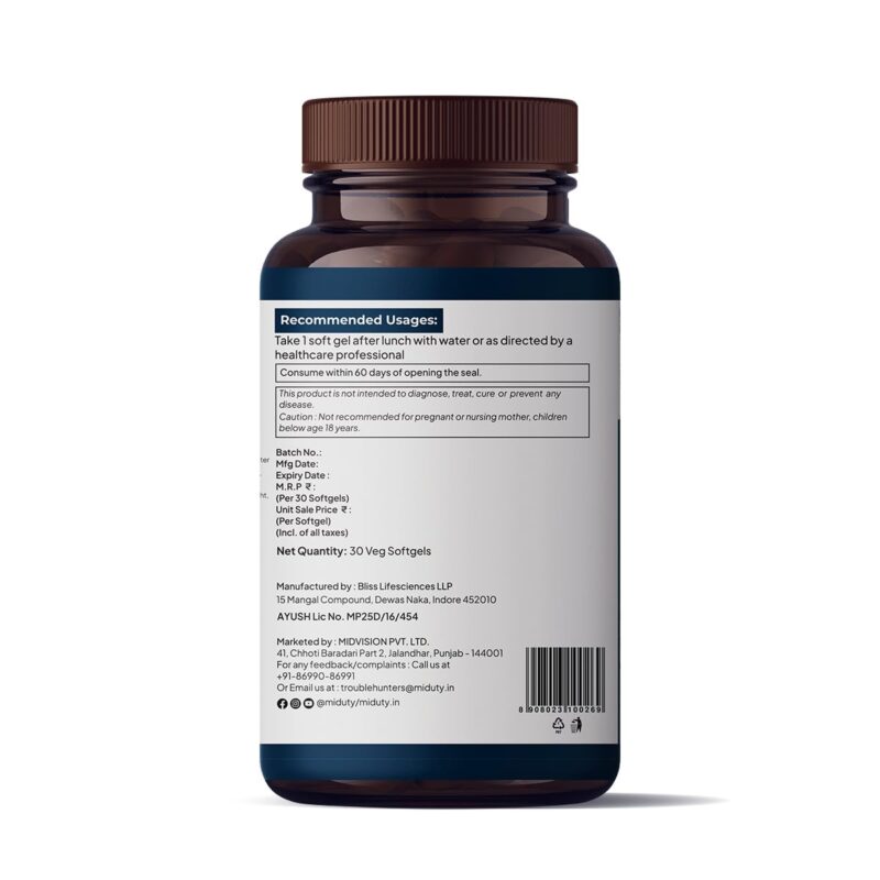 Miduty Pure Natural Vitamin E Capsules, Enhanced with Omega-3-6 - 7-9 - Sea Buckthorn Berry Oil - Boosts Immunity - Balance cholesterol - Better Heart health - 30 Softgel - Image 5
