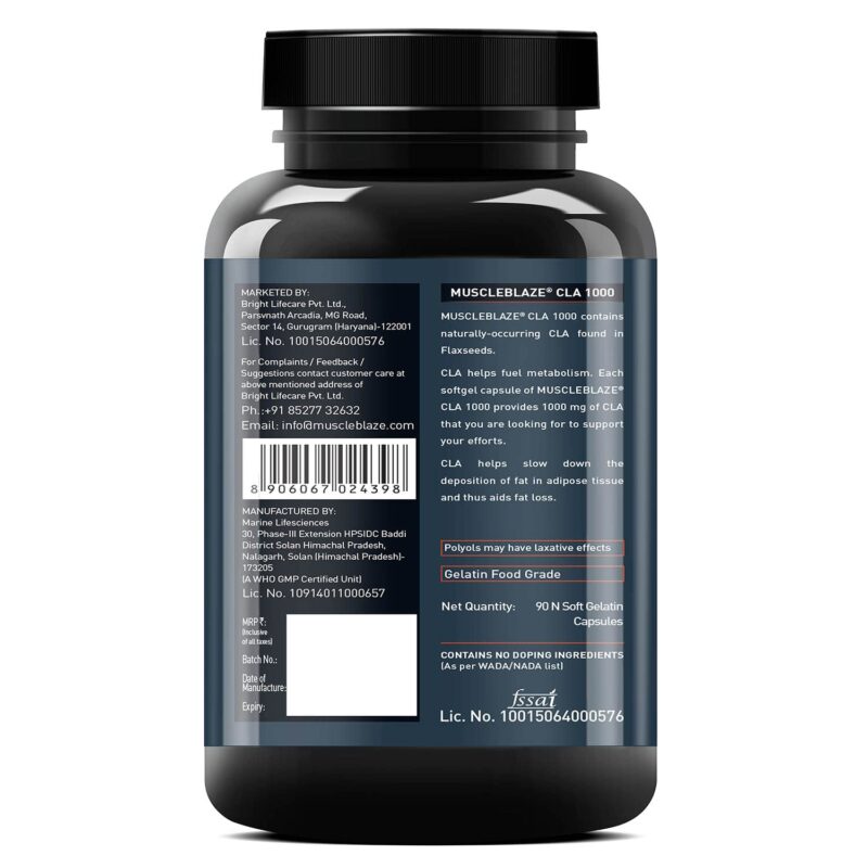 MuscleBlaze CLA 1000 (90 Softgel Capsules) | Fat Burner, Supports Weight Loss | Fuels Metabolism - Image 6