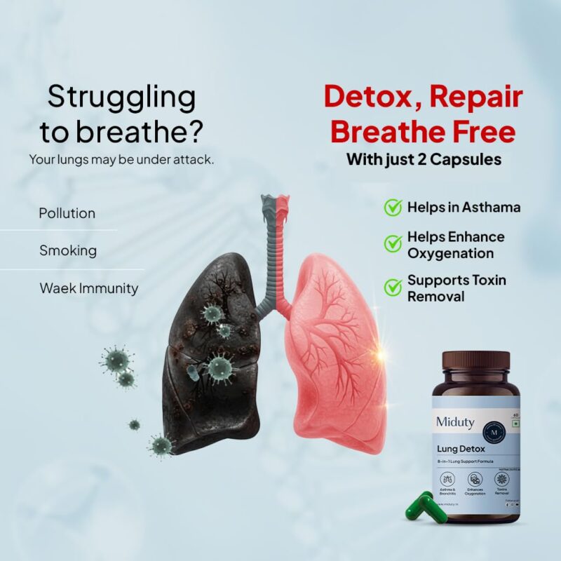Miduty Lung Detox - NAC 400 mg N- Acetyl Cysteine, Stinging Nettle 100 mg & Quercetin -Lungs Protective & Health Supplement- 60 Veg Capsules - Image 5
