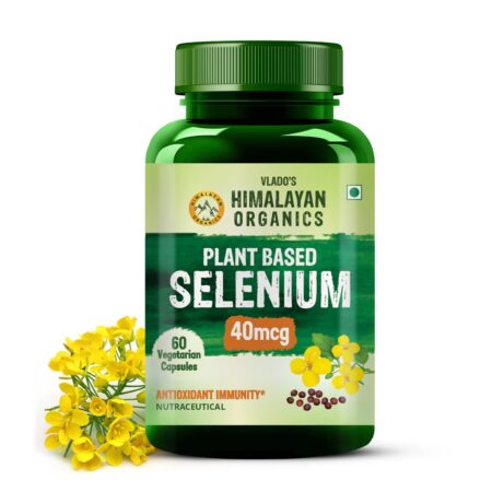 Vlado’s Himalayan Organics Plant Based Selenium 40mcg | Good For immune Support | Promote Heart Health And Cardiovascular System - 60 veg Capsules