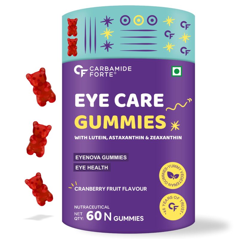 Carbamide Forte Eye Supplement Gummies | Lutein and Zeaxanthin Supplements For Women & Men | Lutein 10mg, Zeaxanthin 2mg & Astaxanthin 2mg | Eye Supplements to Improve Vision | 60 Veg Eye Gummies
