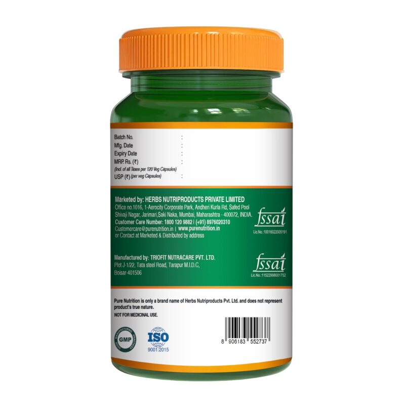 Pure Nutrition Chromium Picolinate (400mcg) - 120 Veg Capsules, | For Healthy Blood Sugar Level | Support Weight Management, Heart Health And Skin Health - Image 2