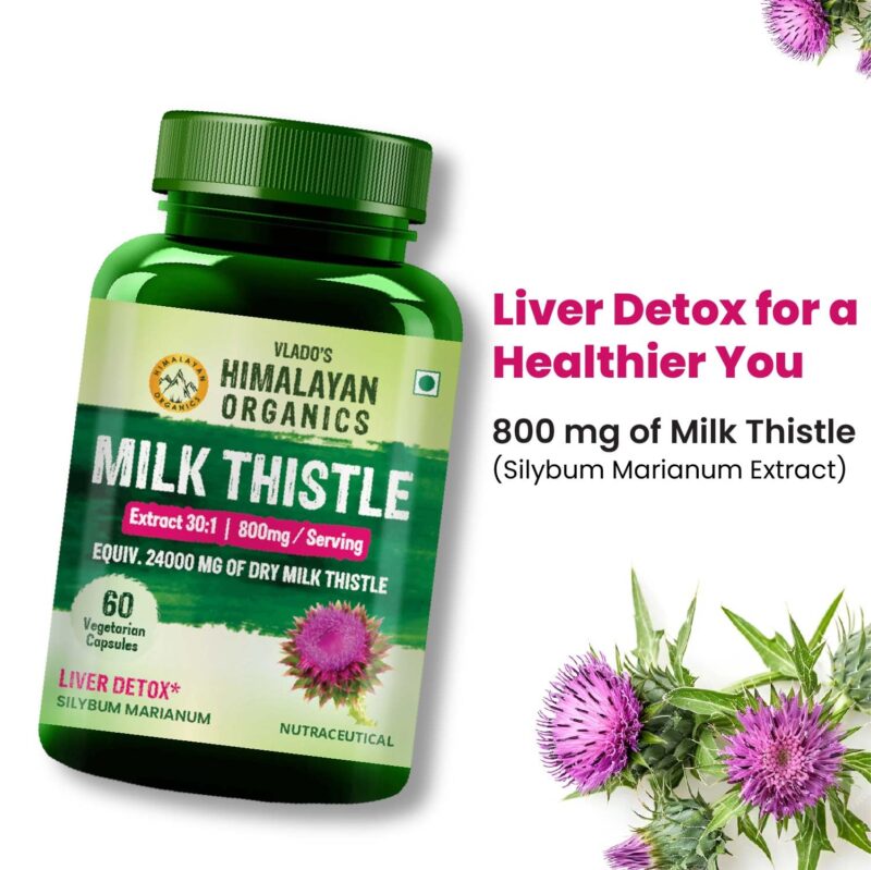 Vlado's HIMALAYAN ORGANICS Milk Thistle Extract With 800Mg Of Silybum Marianum Detox Supplement For Men And Women For Healthy Liver | Boost Metabolism And Maintain Cholesterol level - 60 Vegetarian Capsules - Image 5