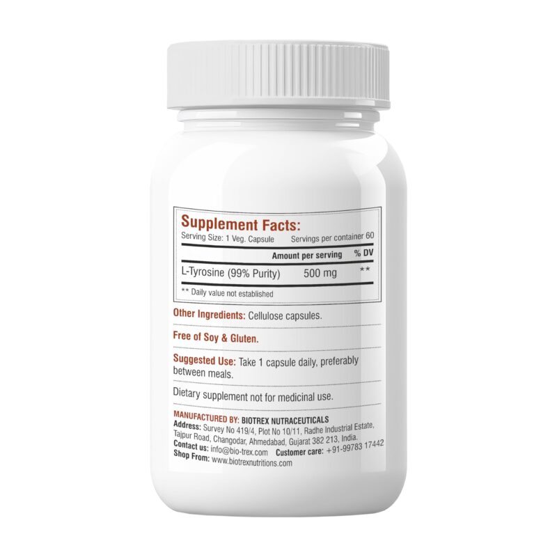 Biotrex Nutraceuticals L-Tyrosine 500mg - 60 Capsules - Image 9