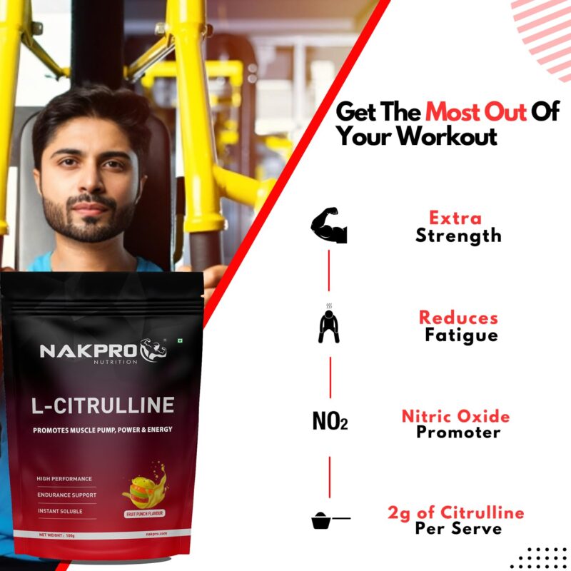 NAKPRO Nutrition Pure L-Citrulline Powder,Boosts Nitric Oxide & Muscle Growth (Fruit Punch,100 G),1 Count,33 Servings - Image 4