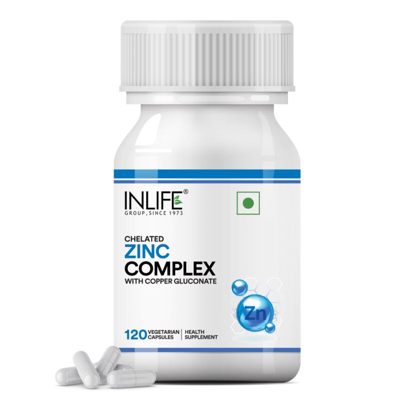 Inlife Zinc Supplements With Zinc Picolinate & Gluconate Complex,Copper Gluconate,Immune Support,Boosts Overall Wellness,Promotes Skin Health,Aids Digestion Capsule For Men & Women (Pack Of 1,120)