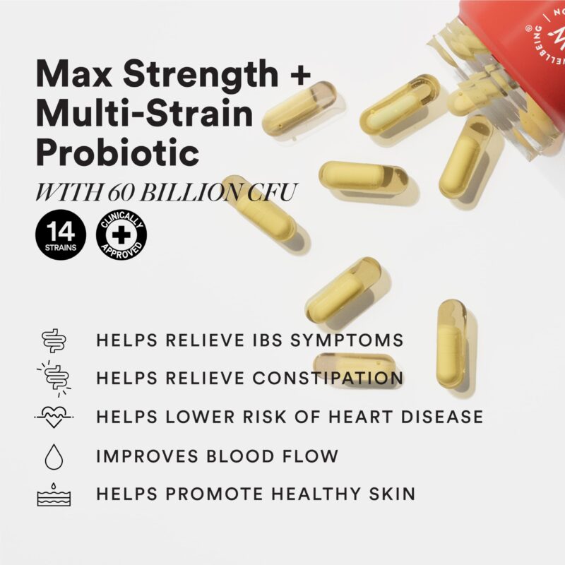 Wellbeing Nutrition Daily Probiotics Gut Health Supplement, 60 Billion CFU, 15+ Clinically Proven Strains in Flaxseed Oil | For Bloating, Gas, Indigestion, IBS, IBD, Gut Health, 60 Veg Capsules - Image 7