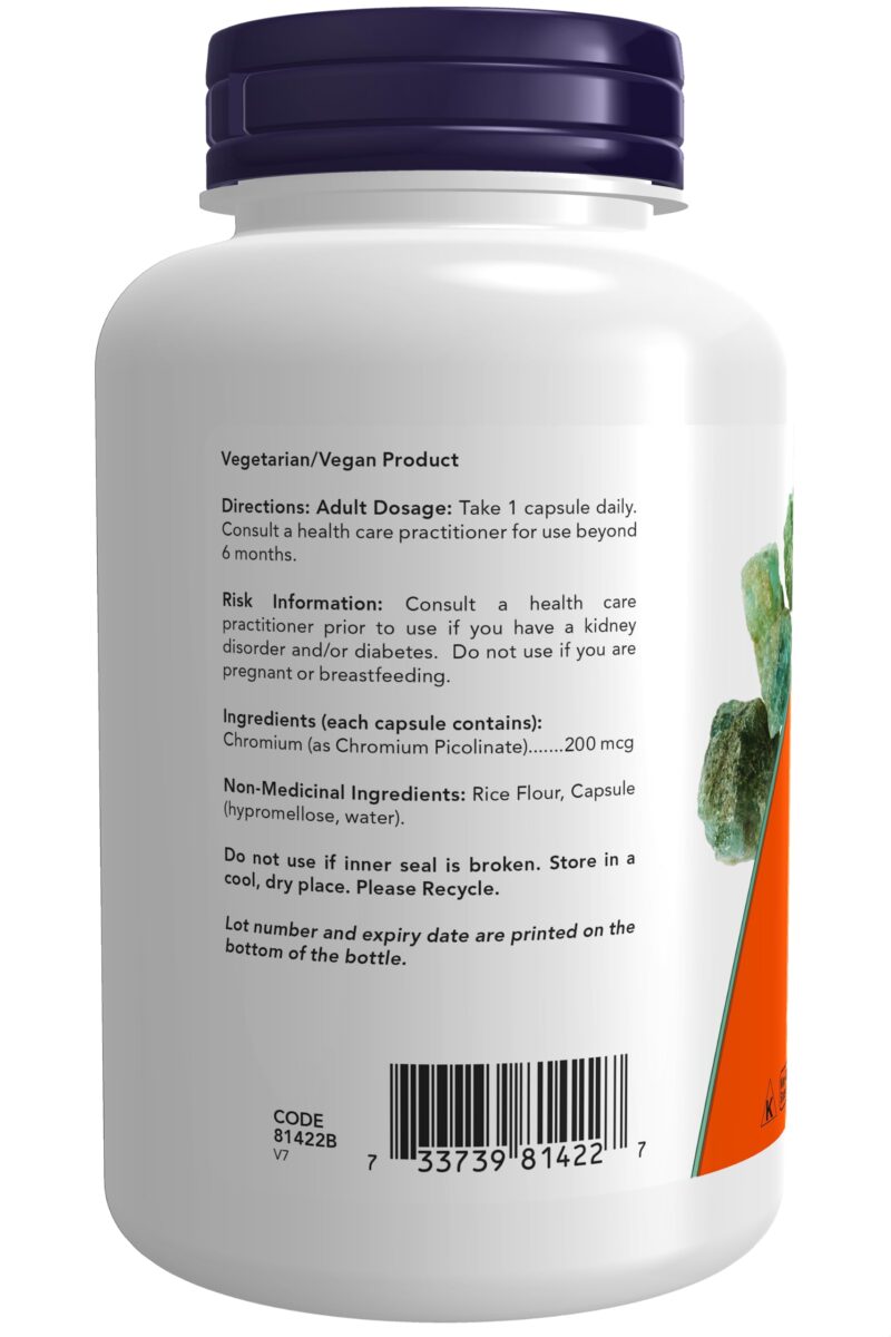 NOW Foods Chromium Picolinate 200mcg, 250 Capsules - Image 6