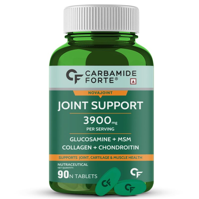 Carbamide Forte Glucosamine Tablets - Joint Support Supplement with Collagen & Glucosamine Chondroitin MSM | Joint Cartilage Support & Muscle Health | Joint Pain Tablets - 90