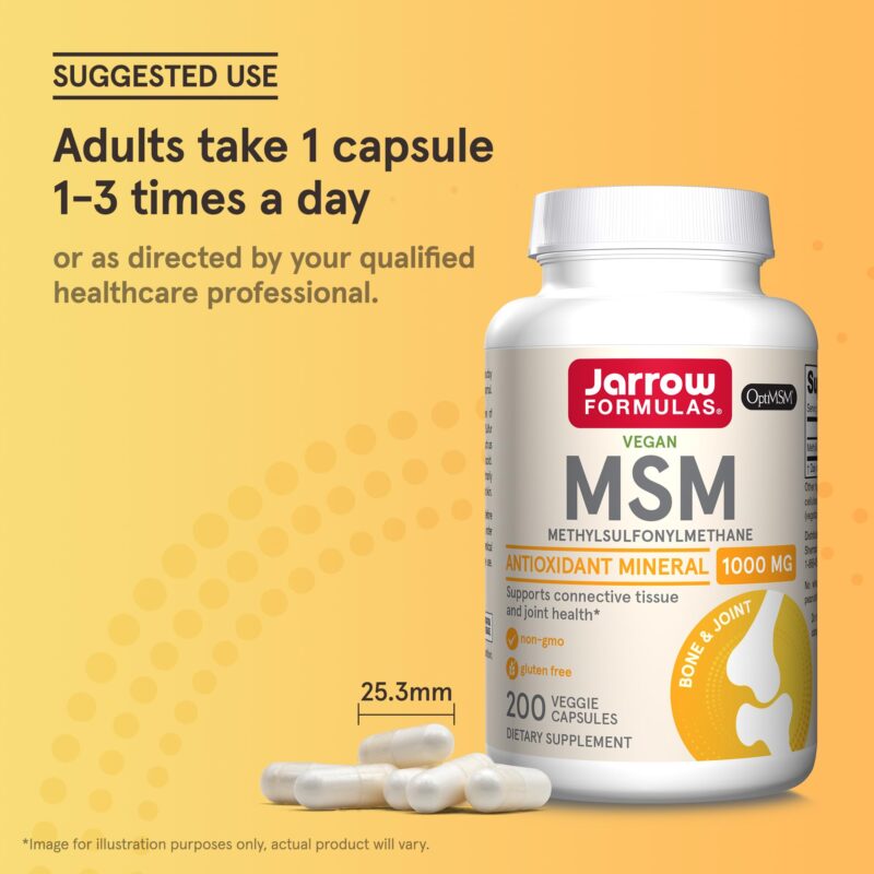 Jarrow Formulas, MSM, Methyl-Sulfonyl-Methane, 1000 mg, 200 Veggie Capsules - Image 5