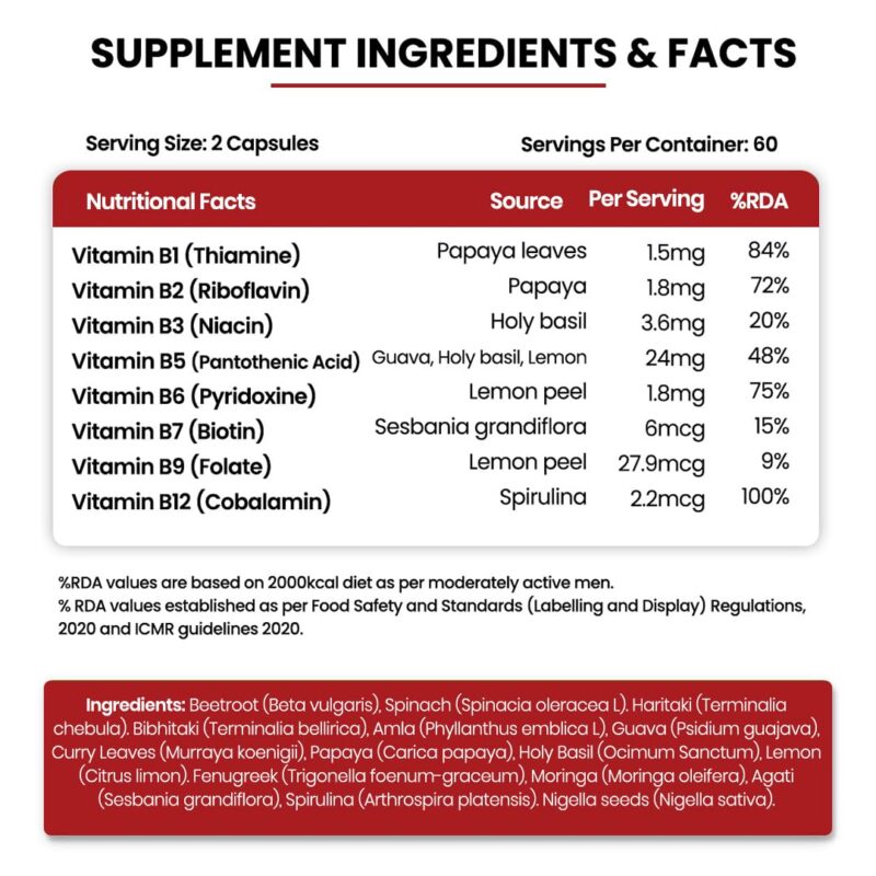 Vlado's Himalayan Organics Plant Based Vitamin B12 Supplement | B1,B2,B3,B5,B6,B7,B9,Moringa| Boost Energy Level | Good For Digestion And Nerve Health | Glowing Skin For Men & Women - 120 Vegetarian Capsules - Image 8