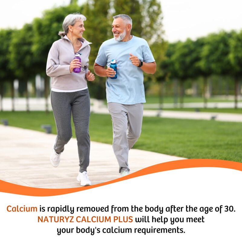 Naturyz Calcium Plus with Calcium Citrate, Vitamin D, Magnesium and Zinc Ideal Supplement for Bone Health & Joint Support of Men & Women - 120 Tablets - Image 3