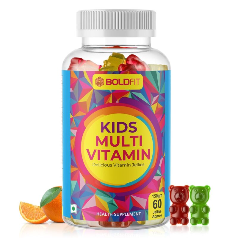 Boldfit Multivitamin Gummies for Kids Contains Vitamins C,E,B1, B2,B6,B7, and Magnesium Supports Immunity, Energy, and Bone Health -60 Multiflavor Gummies