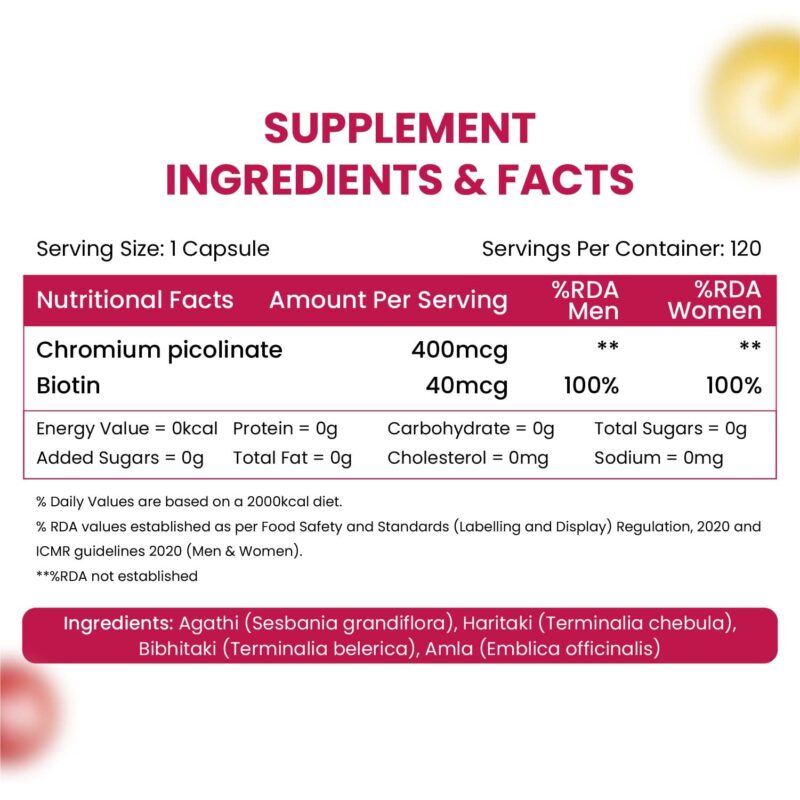 Vlado’s Himalayan Organics Chromium Picolinate 400mcg | Supports Healthy Blood Sugar Level | Healthy Heart | Essential For Weight Management - 120 Veg Capsule - Image 8